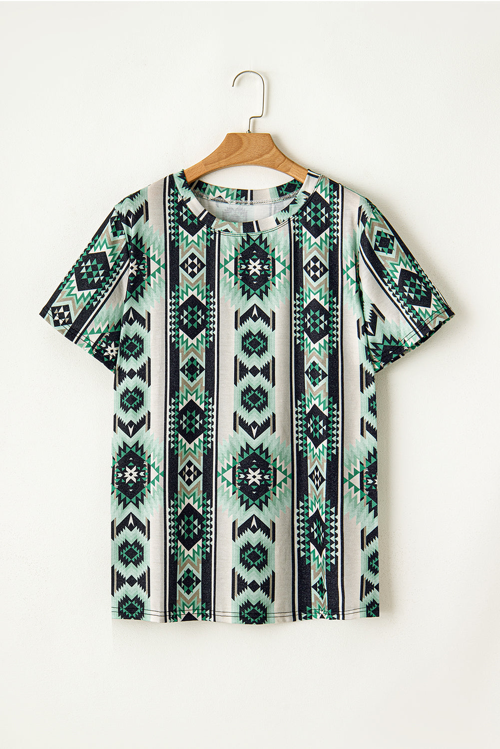 Green Retro Aztec Print Plus Size T-shirt