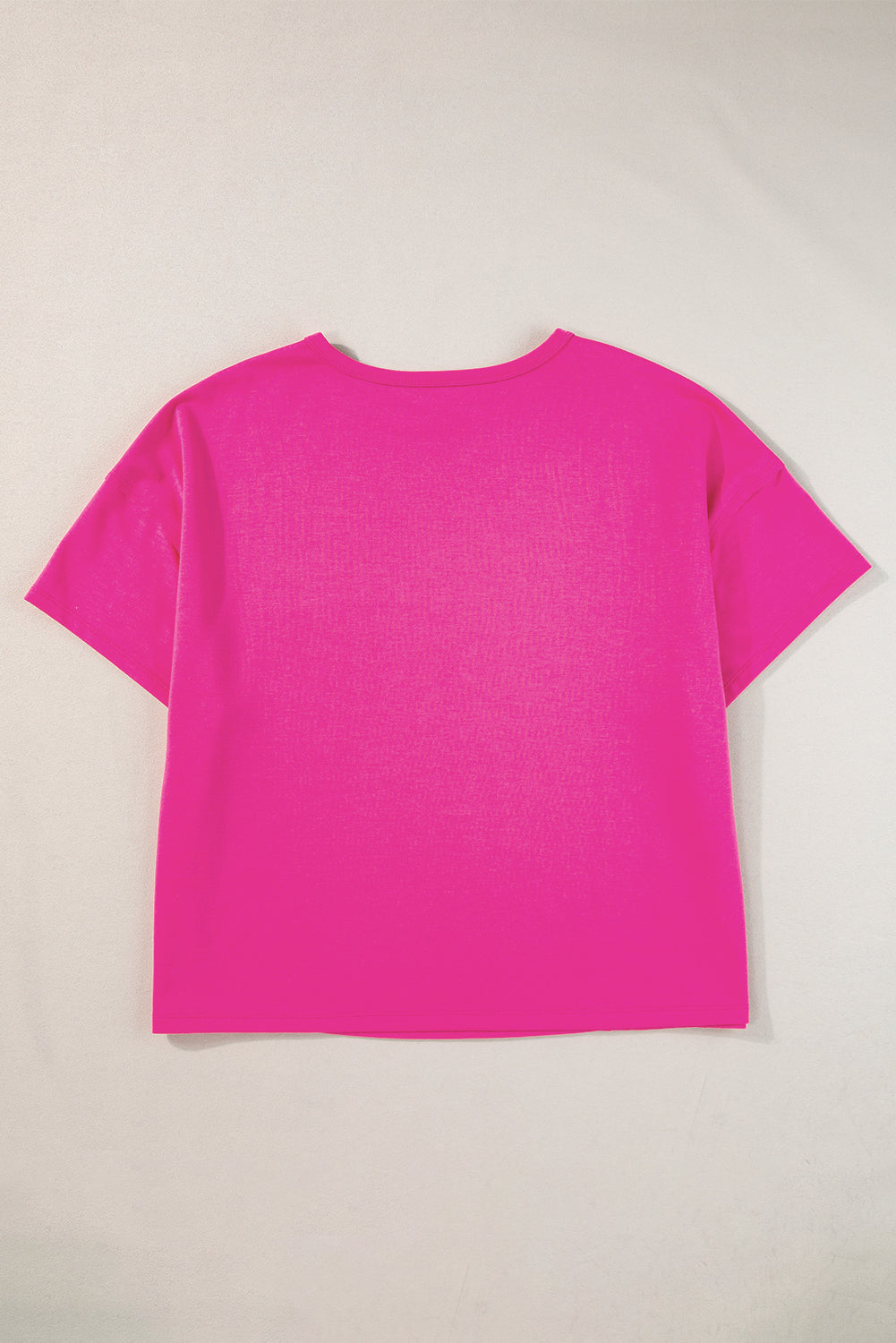 Bright Pink Patched Pocket Exposed Seam Oversize T-shirt