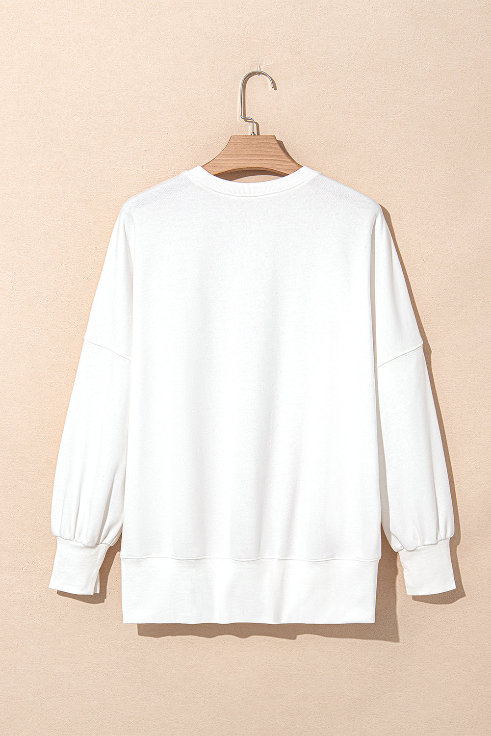 White Sequin Bowknot High Low Oversize Sweatshirt