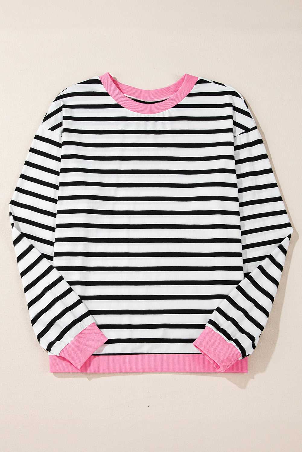 Black Striped Contrast Edge Long Sleeve Top