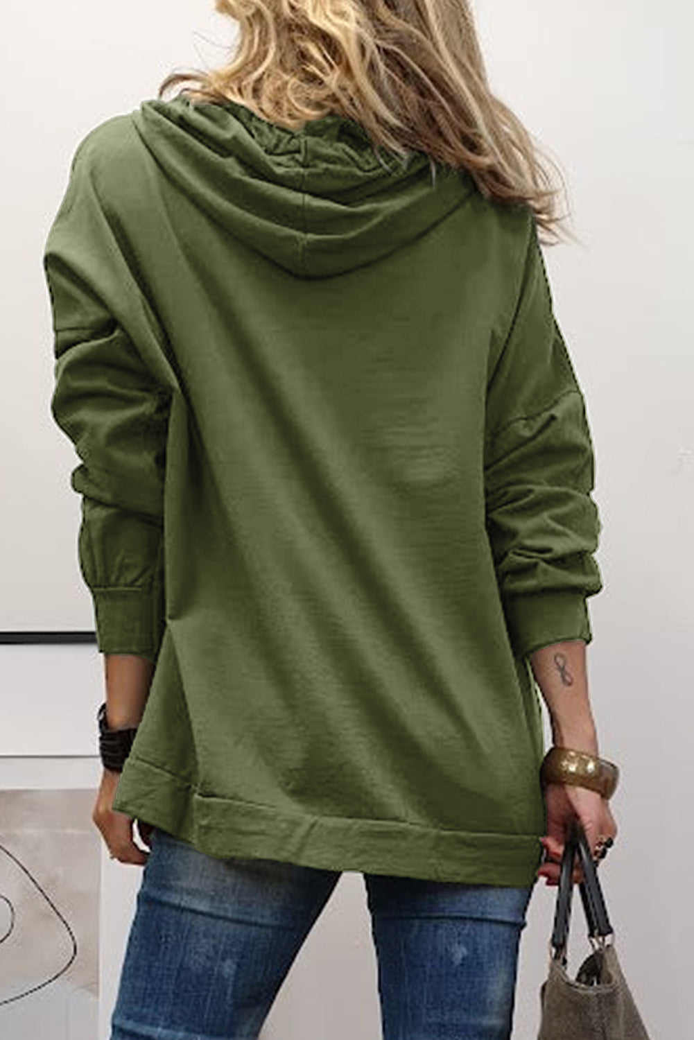 Mist Green LOVE Letter Graphic Drop Shoulder Oversize Hoodie