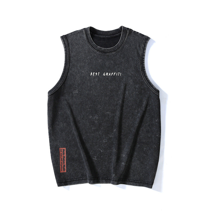 Summer Retro Washed Cotton Tank Top Vest For Men