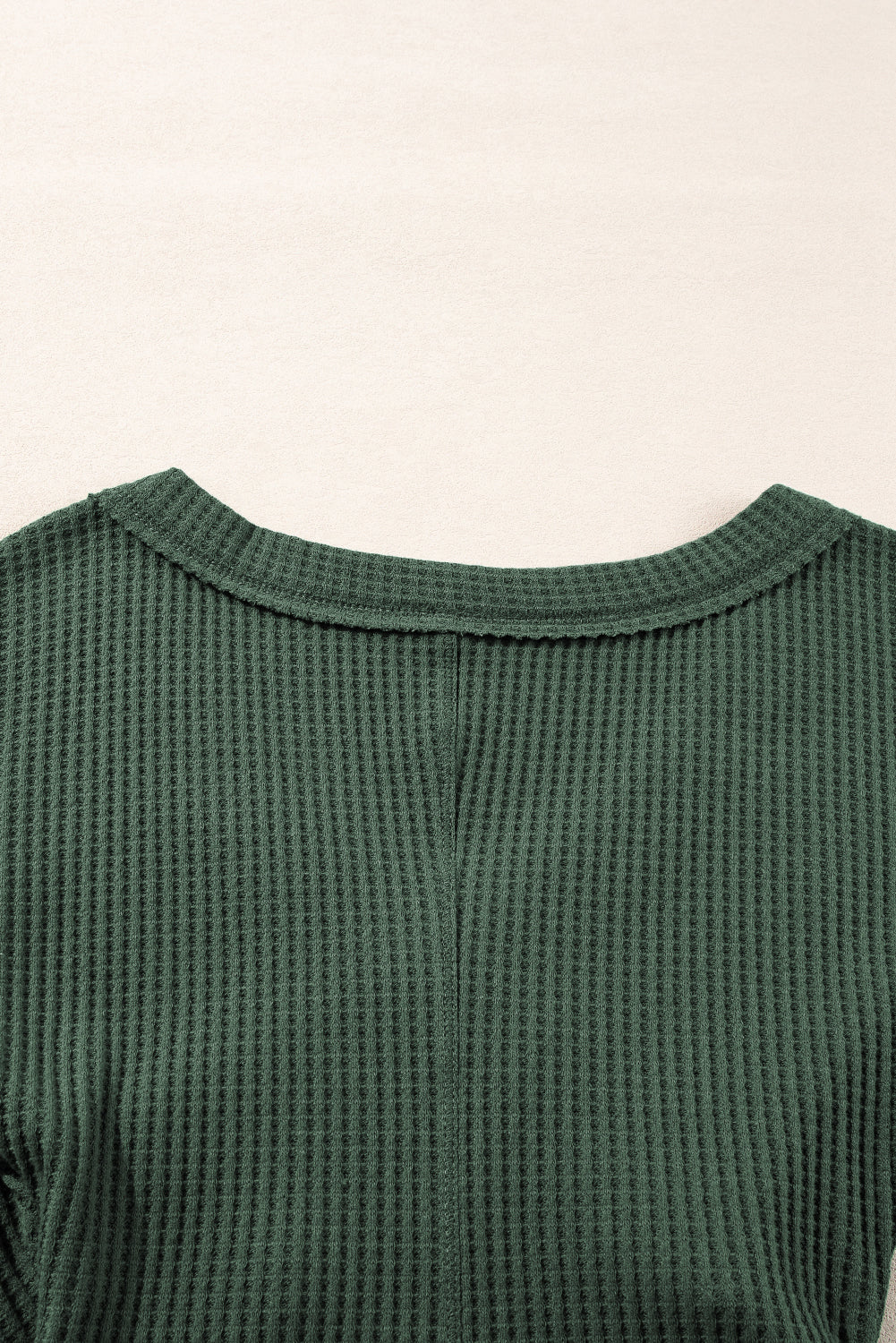 Blackish Green Waffle Knit Slim Fit Wrap V Neck Bodysuit