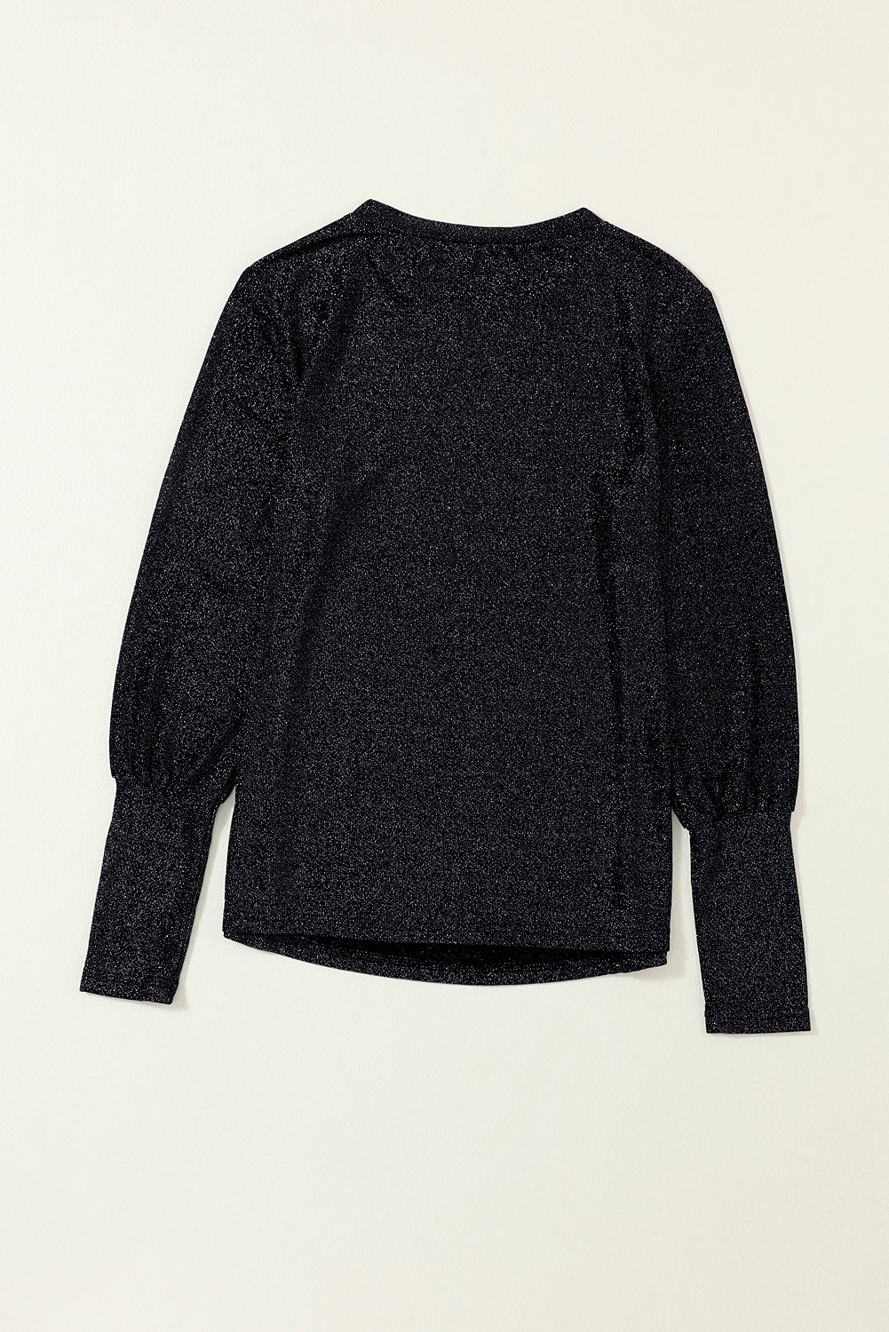 Black Glitter Round Neck Long Sleeve Top