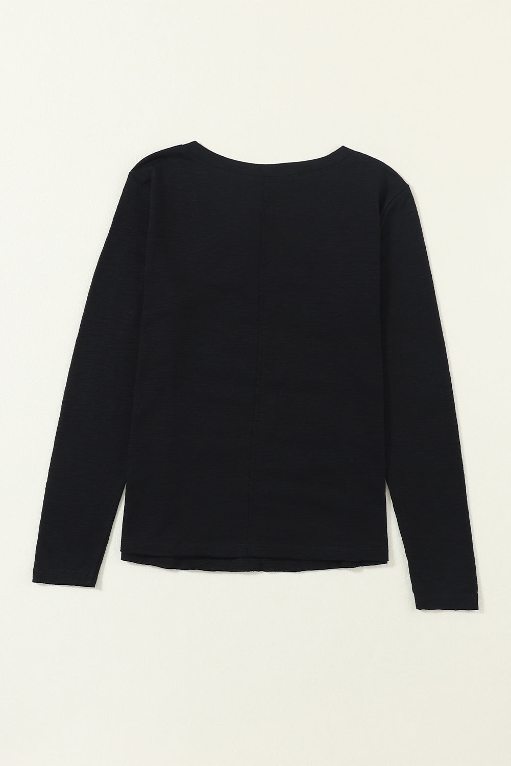 Black V Neck Center Seam Long Sleeve Tee