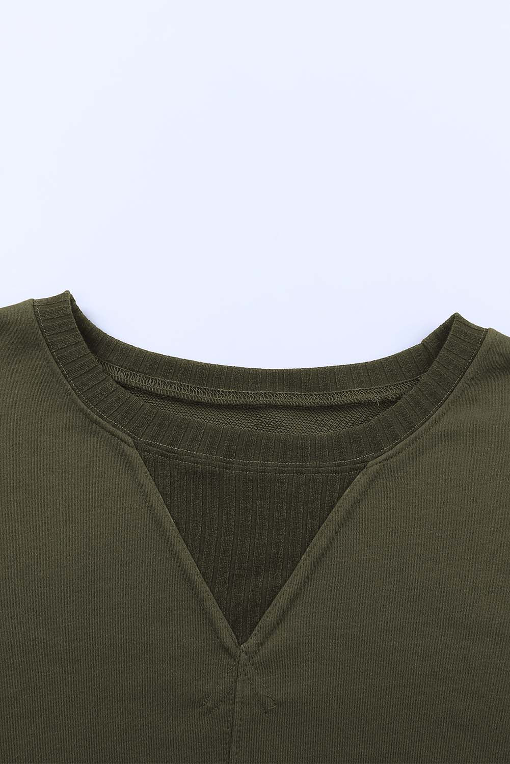 Green Drop Shoulder Cropped Sweatshirt