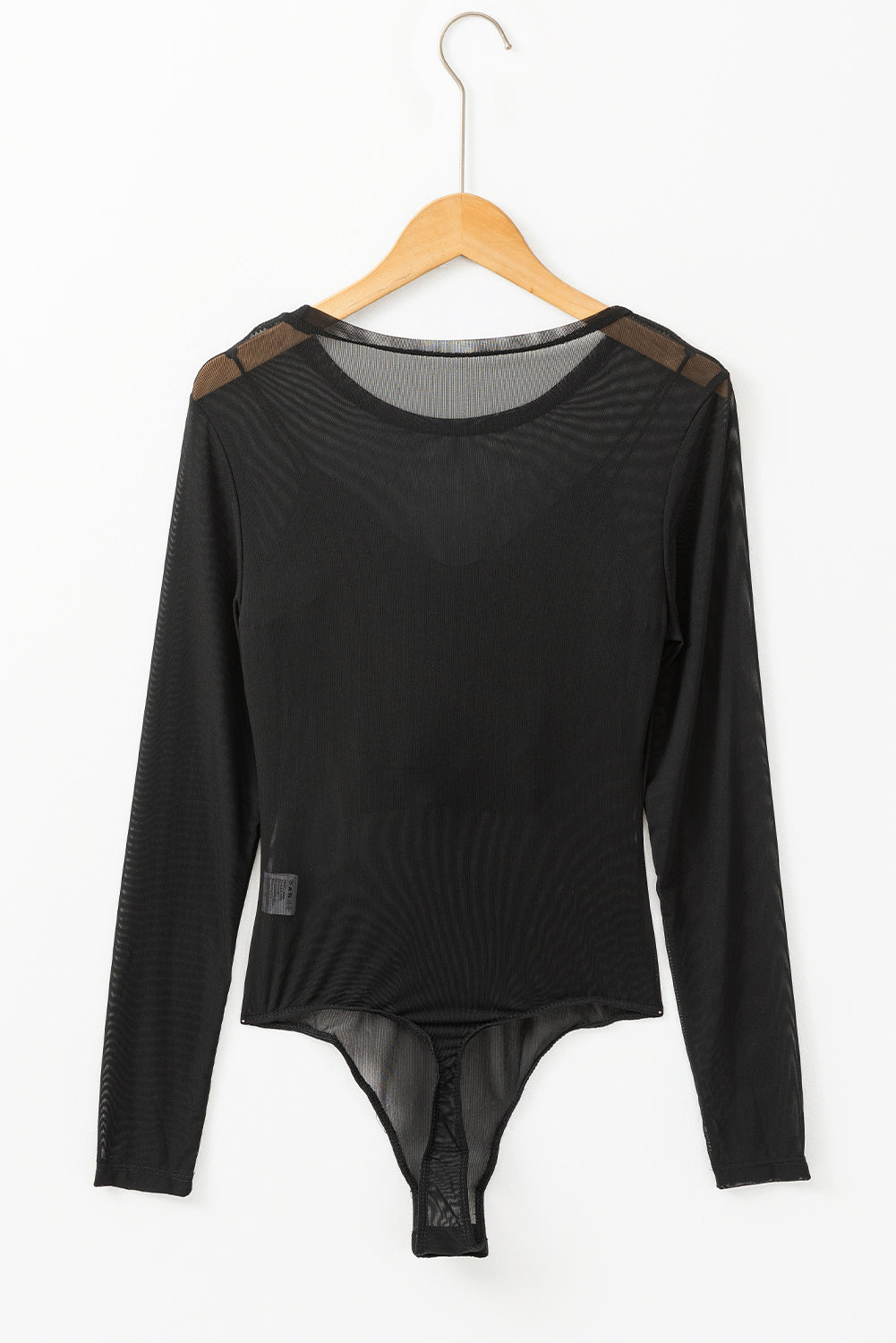 Black Mesh Long Sleeve Slim Fit Bodysuit