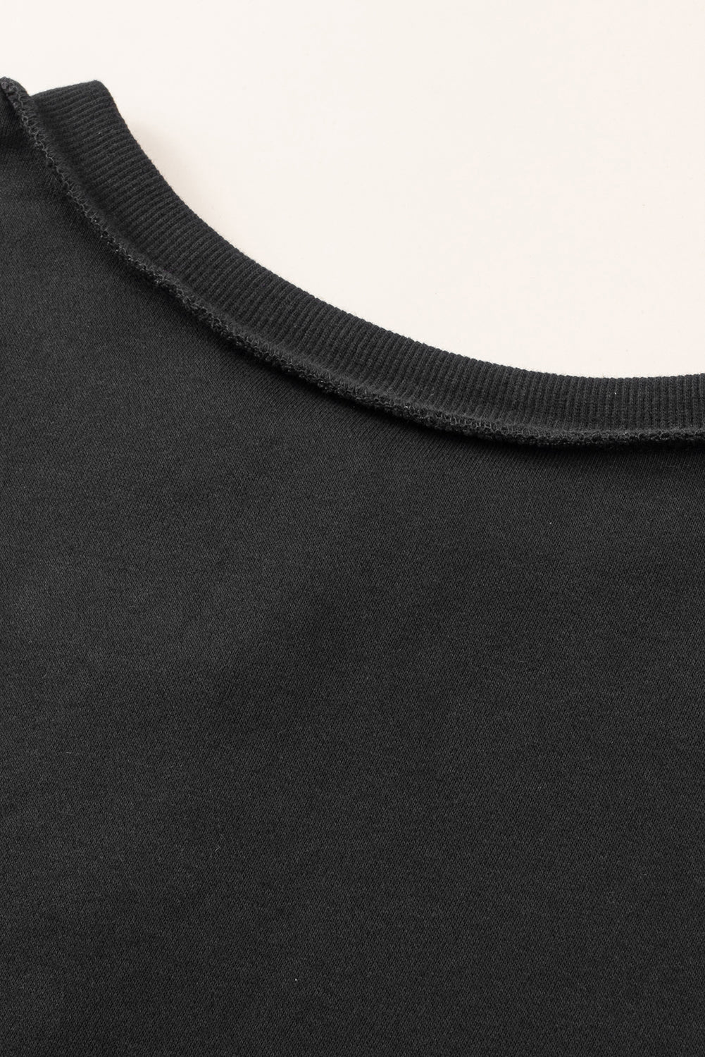 Black Oversized Exposed Seam Henley Sweatshirt