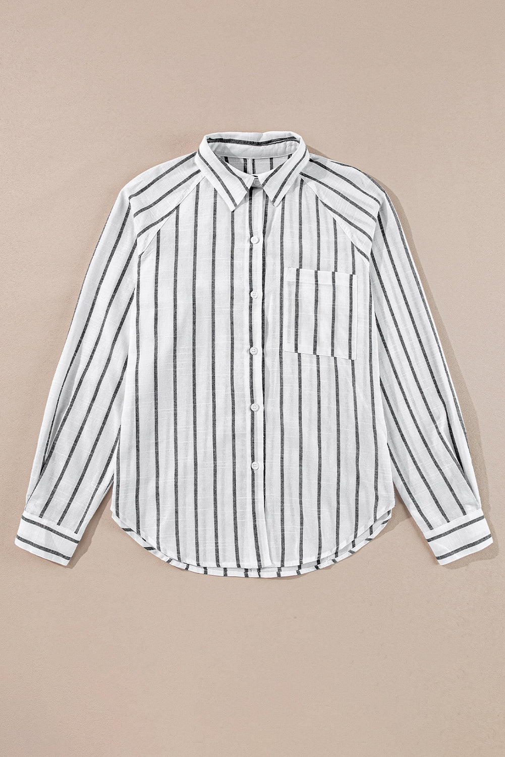 Black Stripe Chest Pocket Buttoned Oversized Shirt