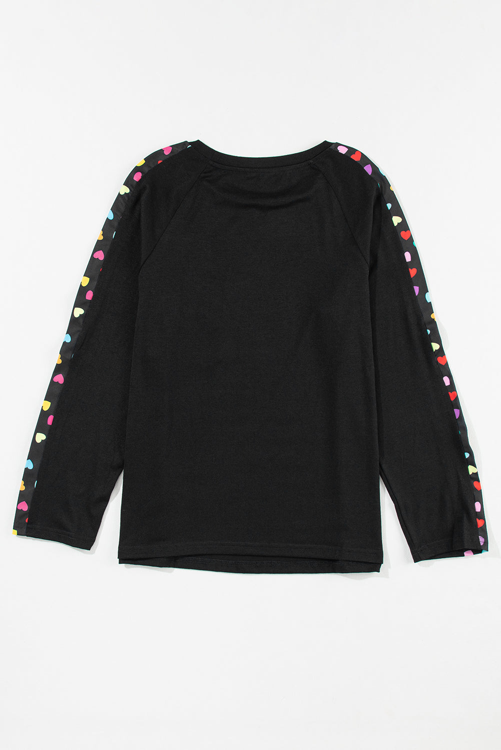 Black Valentine's Day Love Hearts Raglan Sleeve Top