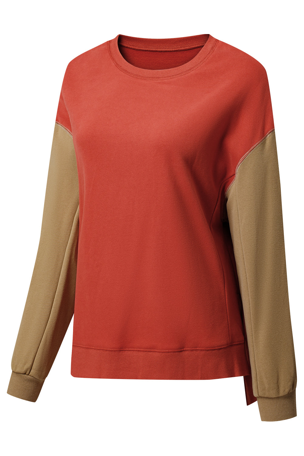 Gold Flame Two Tone Patchwork Drop Shoulder Pullover Sweatshirt