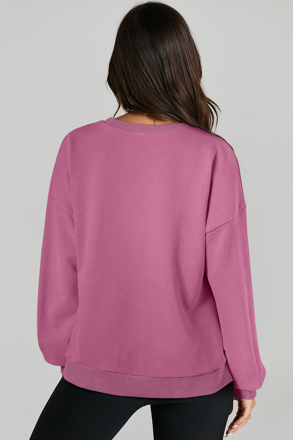 Valerian Solid O Neck High Low Hem Pullover Sweatshirt