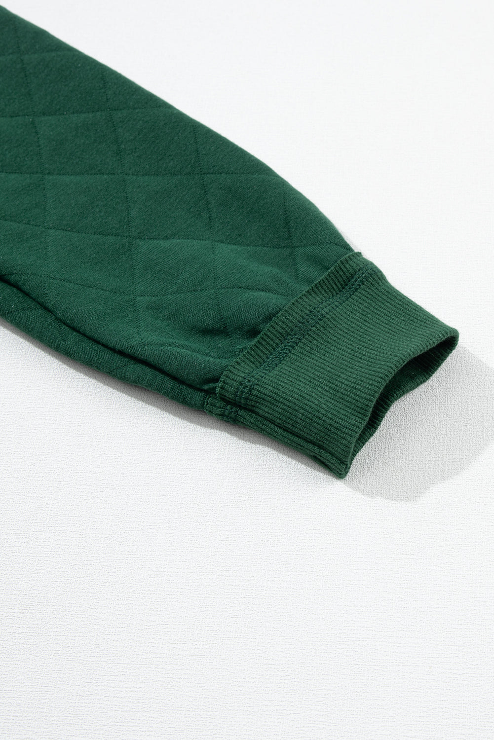 Blackish Green Quilted Patchwork Exposed Seam Hoodie