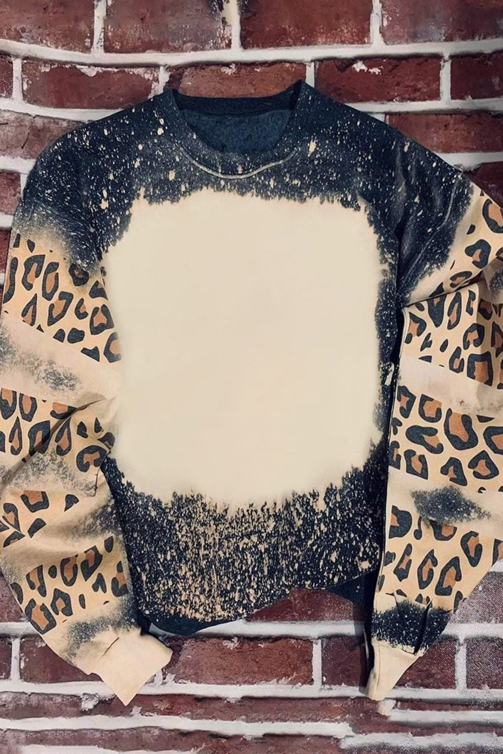 Black Tie Dye Leopard Drop Shoulder Sweatshirt