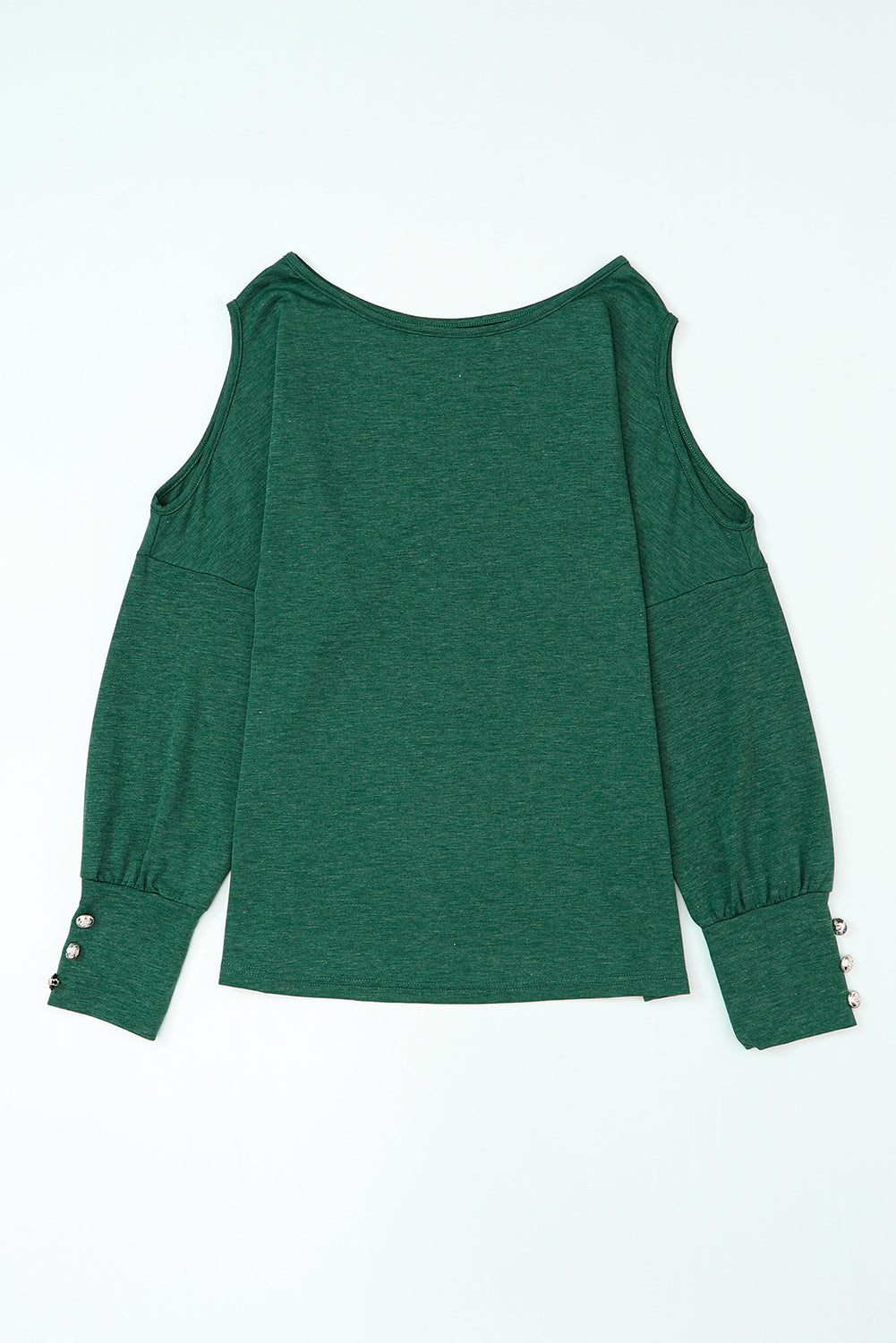 Green Asymmetrical Cut Out Buttoned Long Sleeve Top