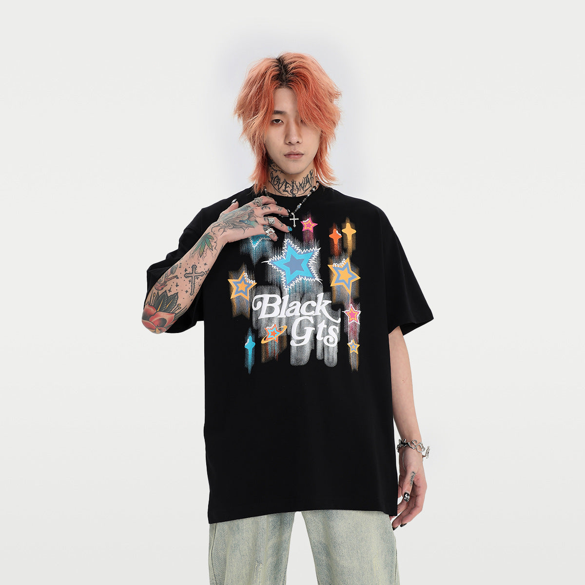 Printed Loose Star Letters T-shirt For Men